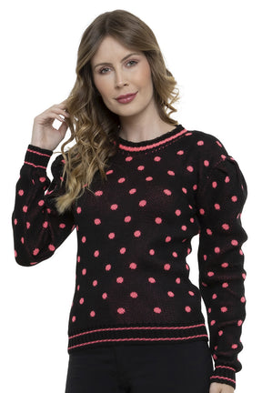 Blusa Tricot Bolas Manga Longa