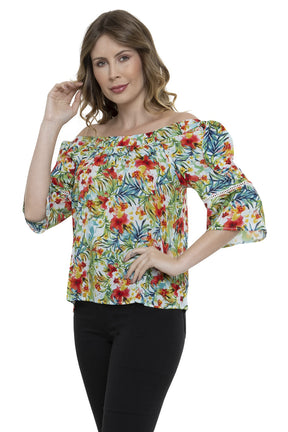 Blusa Ciganinha Estampa Floral Detalhe De Babado