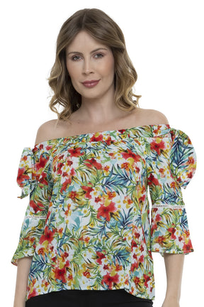 Blusa Ciganinha Estampa Floral Detalhe De Babado