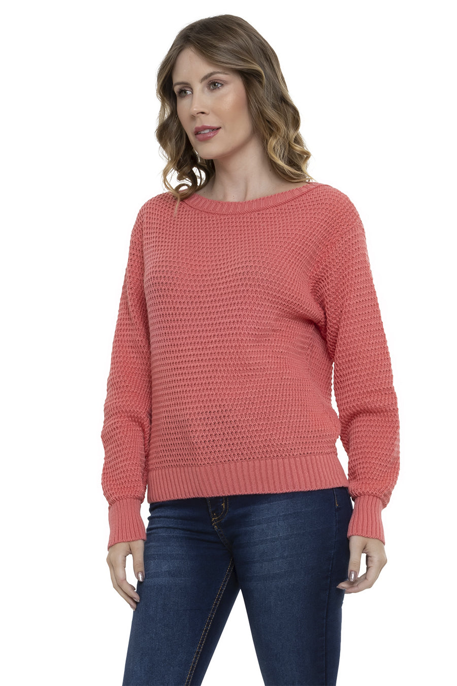 Blusa Tricot Manga Longa Ponto Perola