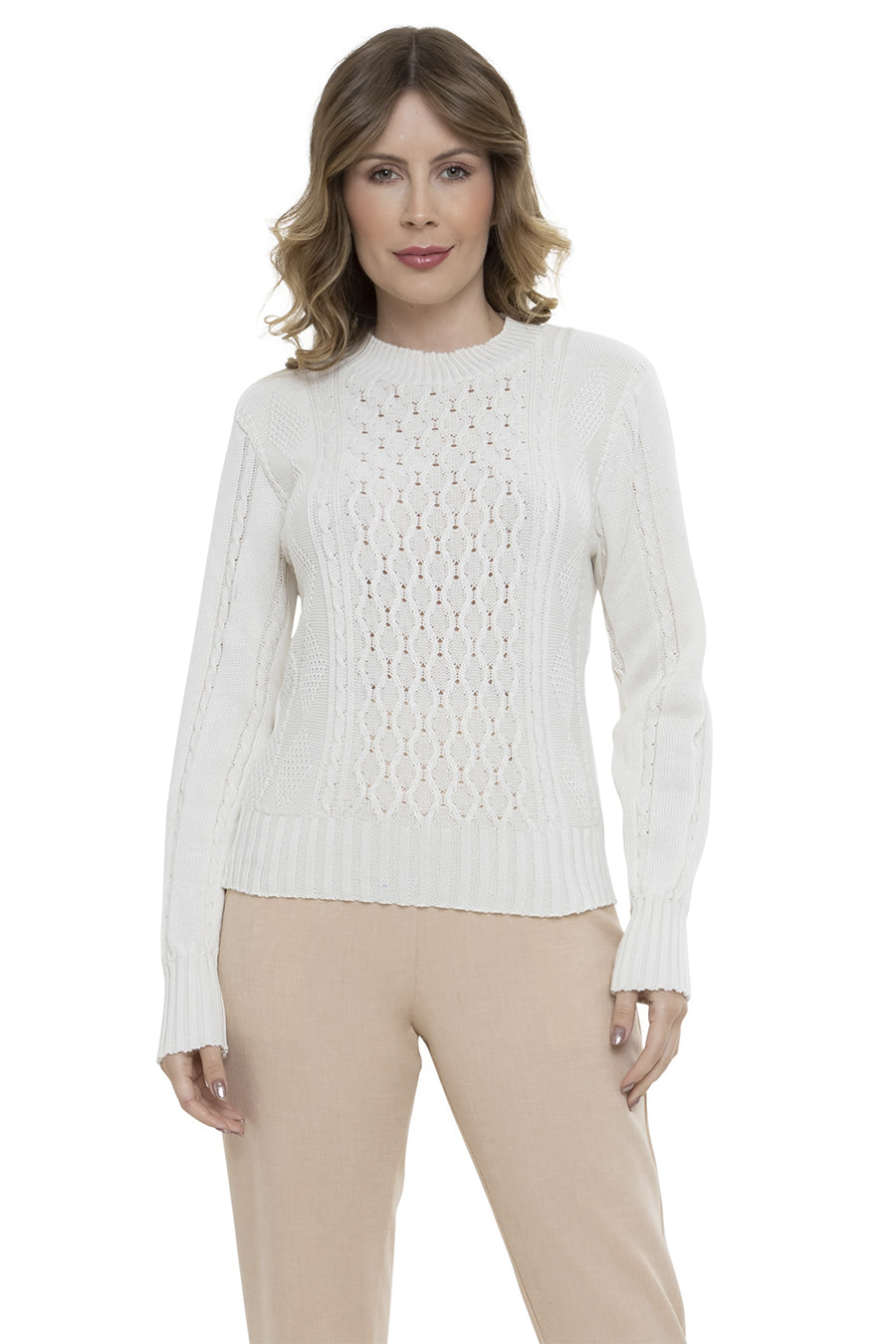 Blusa Tricot Trama Manga Longa